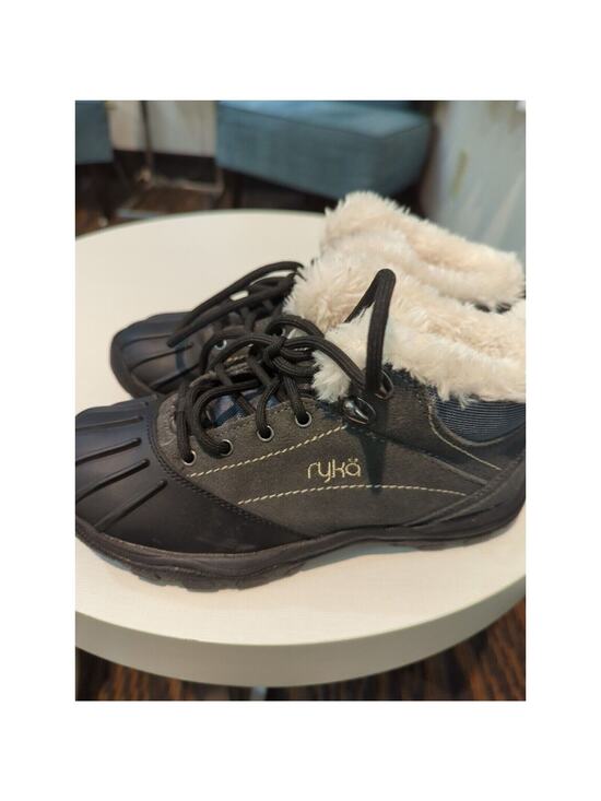 Ryka Shoes - Ryka Black , Gray and Blue‎ Suede Water Resistant Tangent Faux Fur Boot sz 5 NEW
